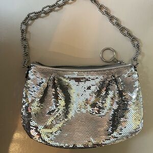 COACH Vintage Poppy Sliver Sequined Evening Bag RARE 14368 Pre-owned